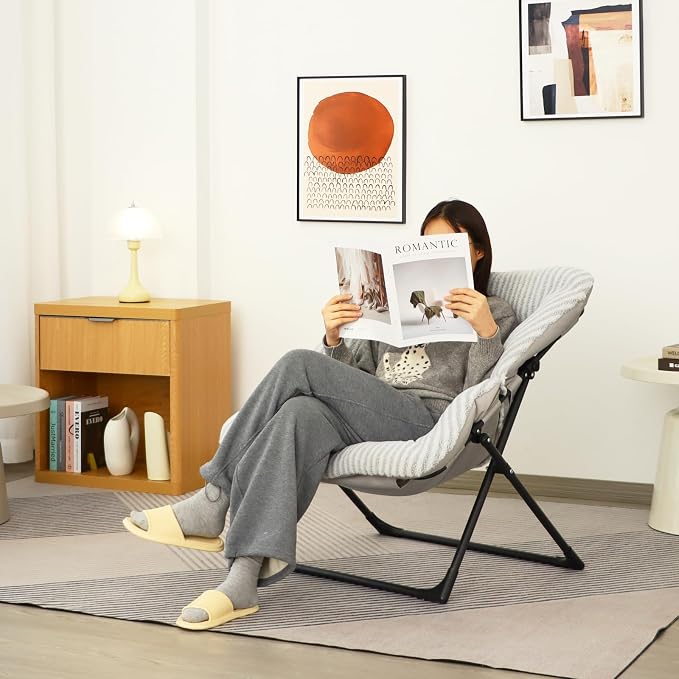 Comfy Saucer Chair for Adults, Soft Faux Fur Bedroom Chair, Accent Dorm Chairs - Image 2