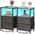 sthmec Nightstand with Charging Station, LED Night Stand Set of 2, Bedside by Unknown