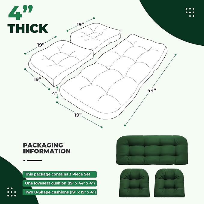 DANGHOOGY Wicker Chair Cushions, Waterproof Outdoor Loveseat Cushions - Image 2