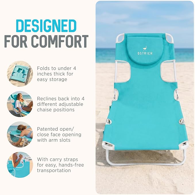 Ostrich the Original Chaise 72 x 22 Inch Lounge Portable Reclining Lounger - Image 6