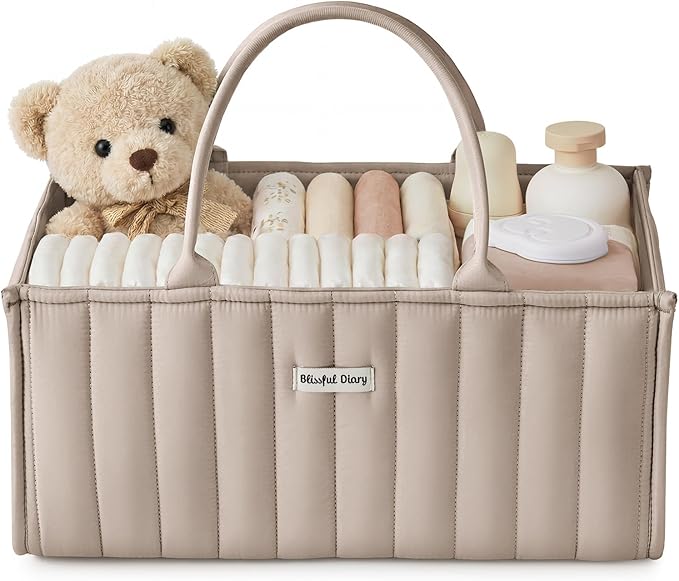 Blissful Diary Baby Diaper Caddy Organizer, Stylish Storage Basket by BlissfulDiary