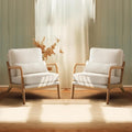 Bonnlo Coarse Beige Accent Chairs Set of 2, Upholstered Mid Century Modern by Bonnlo