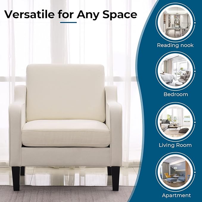 VINGLI Modern Accent Chairs Set of 2, Upholstered Sofa Chair Reading Chair - Image 4