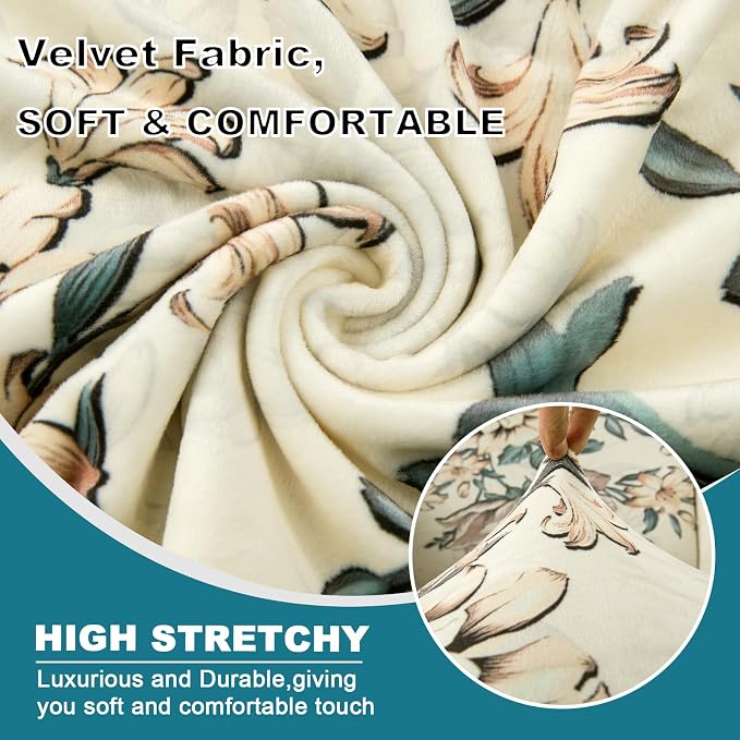 KRFOONN Velvet Wing Chair Slipcovers 2 Piece Stretch Printed Wingback Chair - Image 2