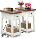 Narrow End Table Set of 2 with Charging Station by Armocity