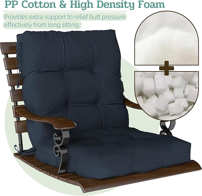 Outdoor Chair Cushions Set of 2, High Back Soft Seat Pad - Image 4