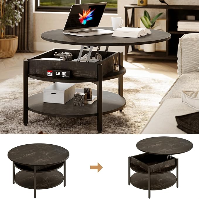 FABATO Round Lift Top Coffee Table - Image 7