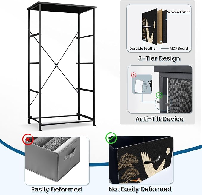 Dresser for Bedroom Dresser for Closet Japanese Seamless Crane Birds Elements - Image 7