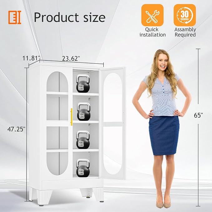 PAOFIN 47" H Locking Display Cabinet - Image 2