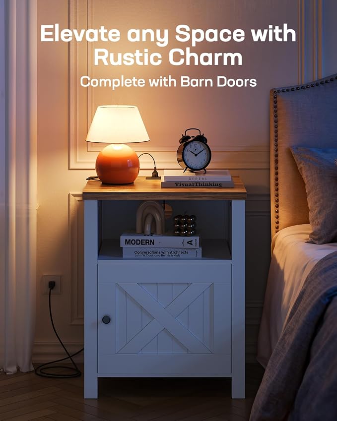Marsail Farmhouse Nightstand, Wood Bedside Table - Image 8