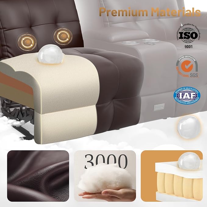 Recliner Sofa Set, Home Theater Seating Wall Hugger Recliners - Image 8