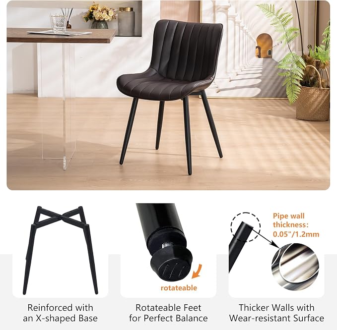 YOUNUOKE Dining Chairs Set of 2 Upholstered Mid Century Modern Kitchen Chair - Image 7