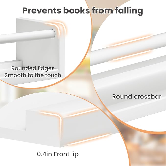upsimples 2 Pack Nursery Book Shelves, 23.6 Inch Floating Bookshelves - Image 5
