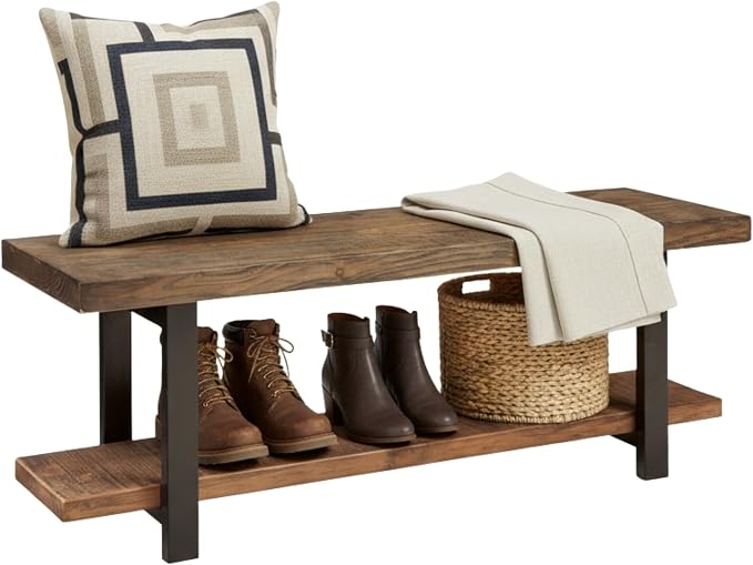 Alaterre Furniture Pomona Entryway Bench – Modern Rustic 48-Inch Solid Wood by AlaterreFurniture
