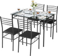 VECELO Dining Table Set for 4, 5-Piece Glass Kitchen Table by VECELO