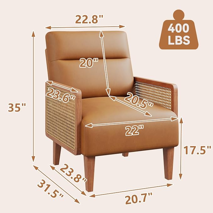 Mid Century Accent Chair, Wooden Leisure Armchair - Image 2