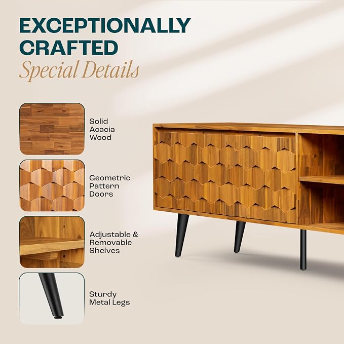 Bme Georgina Solid Wood, 10 Minutes Assembly Entertainment Center - Image 4