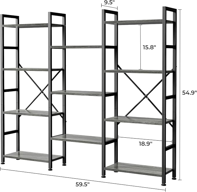 SUPERJARE Triple Bookshelf, Bookcase - Image 3