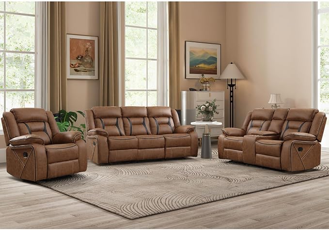 EBELLO Faux Leather Recliner Sofa Furniture Set by EBELLO