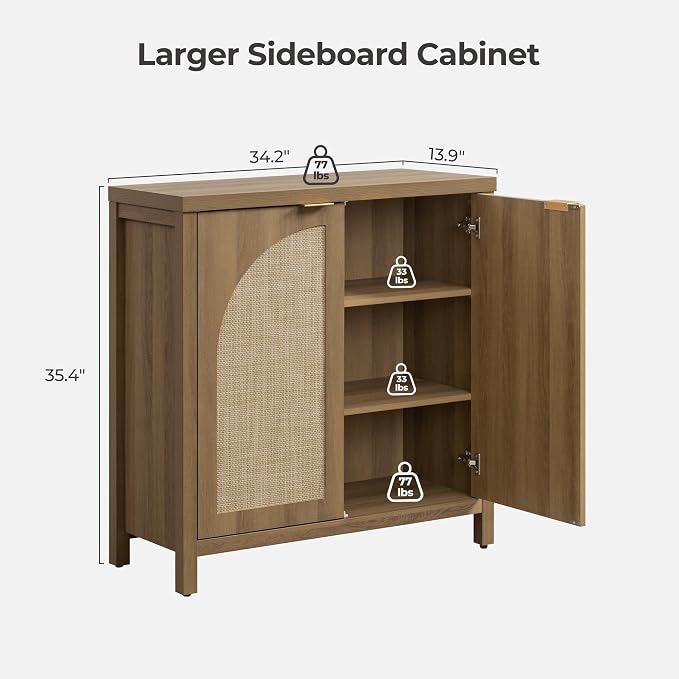 SICOTAS 102" W Rattan Sideboard Buffet Cabinet - Image 2