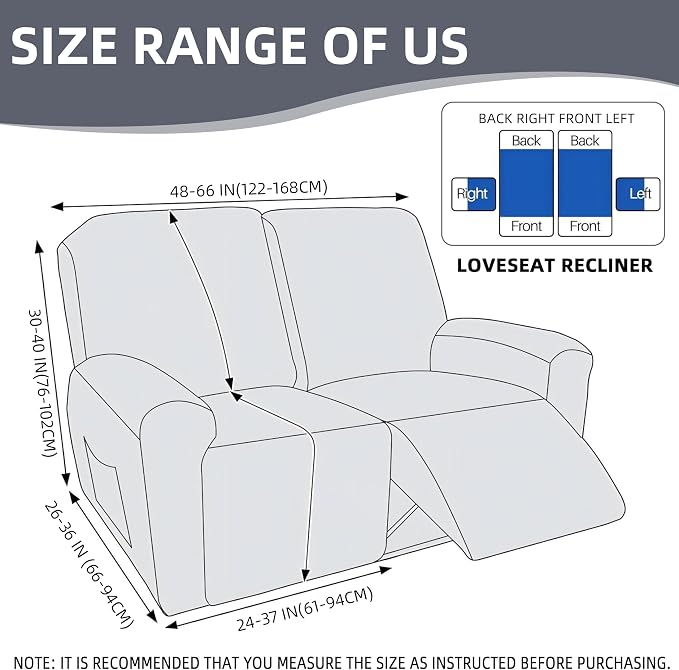 Genina Recliner Loveseat Covers, Stretch Reclining Sofa Covers, 2 Seater Couch - Image 5