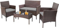 Homall 4 Pieces Outdoor Patio Furniture Sets Rattan Chair Wicker Set, Outdoor by Homall
