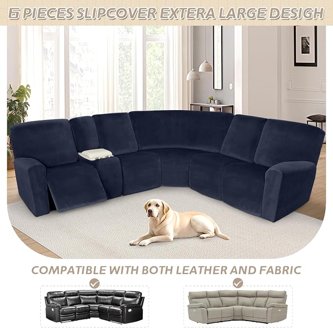 Arfntevss Sectional Recliner Couch Covers Velvet Washable Corner Sectional Sofa - Image 3
