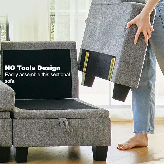 Belffin Fabric Modular Sectional Couch Armrests - Image 4