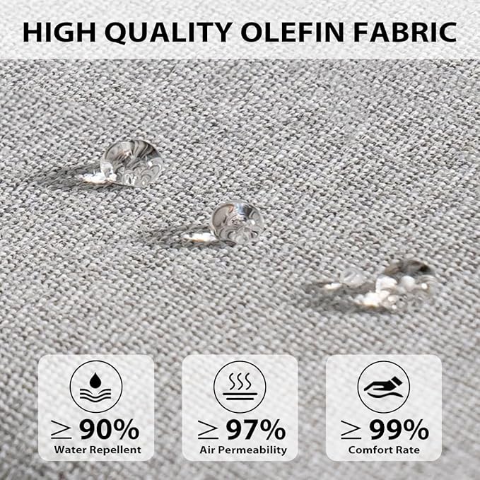 Sundale Outdoor Olefin Quilted Lounge Cushion Set of 2, Patio Foldable Chaise - Image 2