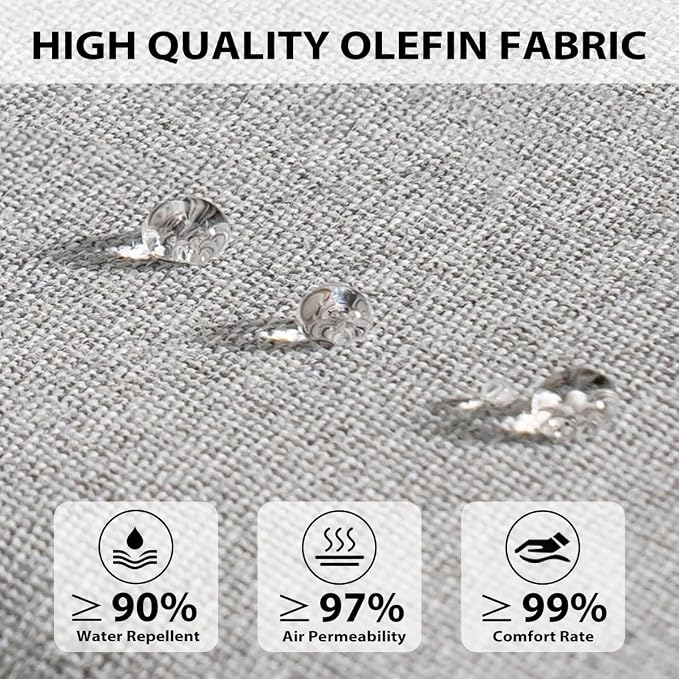 Sundale Outdoor Olefin Quilted Lounge Cushion Set of 4, Patio Foldable Chaise - Image 2