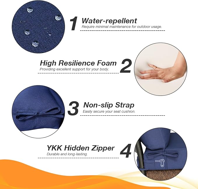 Unimatta Outdoor High Back Chair Cushion Seat Pads, 44 x 21 Inch - Image 3
