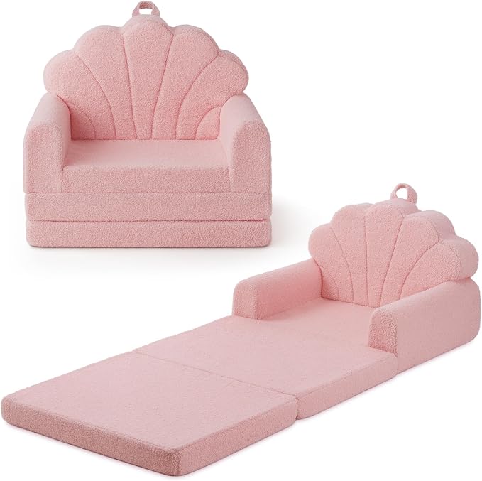 Blissful Diary Kids Couch, 2-in-1 Soft Toddler Couch Fold Out, Toddler Chair by BlissfulDiary