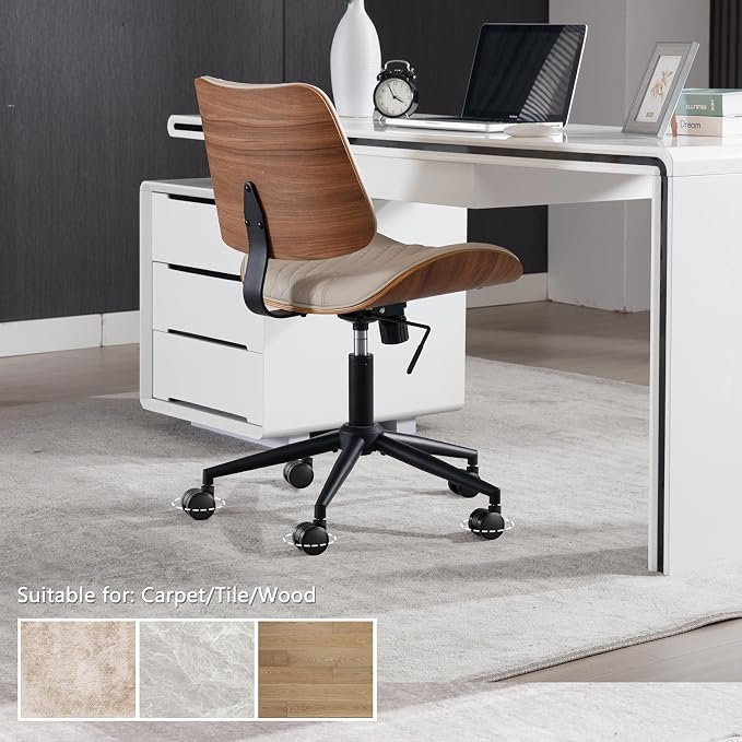 Home Office Chair No Arms with Wheels, Adjustable Height Small Desk Chair - Image 7