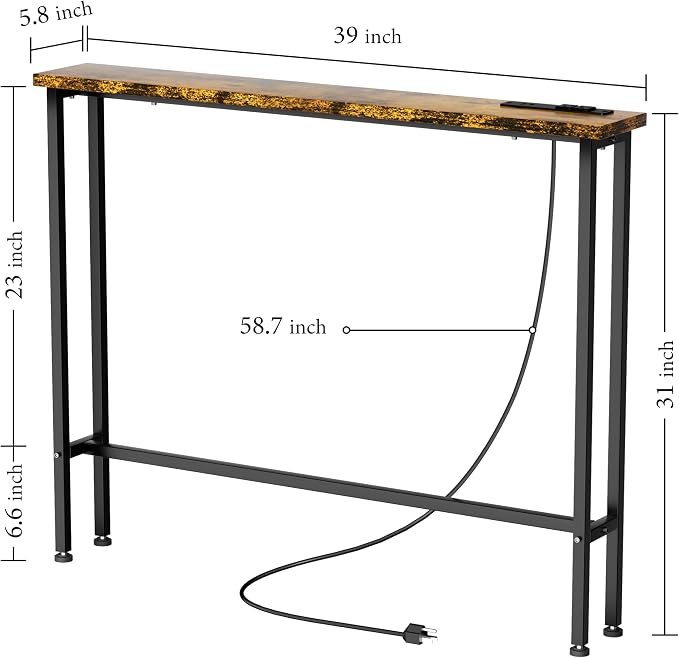 Keelian 39" Sofa Table Narrow Long - Image 3