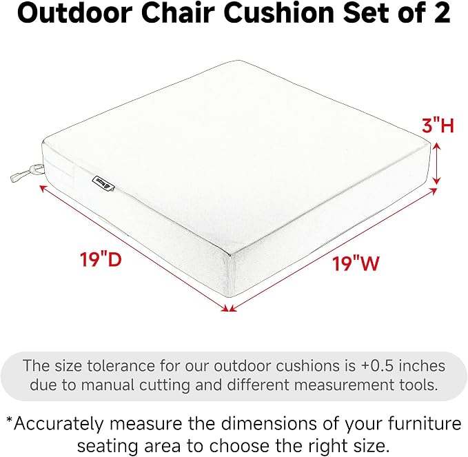 Favoyard Patio Chair Cushions 19 x 19 x 3 Inch Waterproof Outdoor Seat Cushions - Image 3