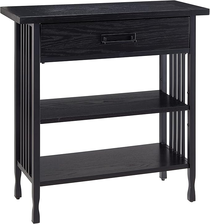 Leick Home Ironcraft Bookshelf, Solid Wood, 1 Drawer, 2 Shelves, Slatted Sides by LeickFurniture