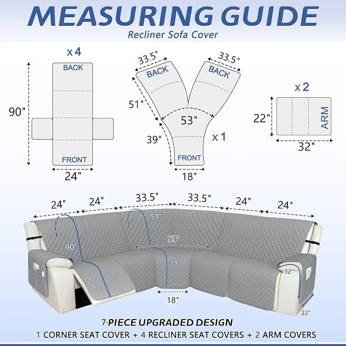 Arfntevss Recliner Sectional Couch Covers 1OO% Waterproof L Shape Sofa Cover - Image 2
