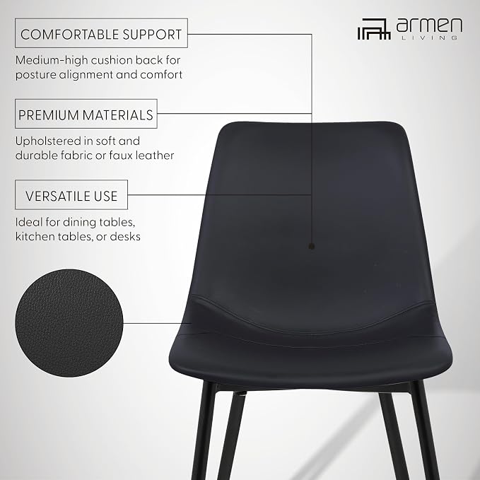 Armen Living Monte Mid Century Modern Dining Accent Chair - Image 4