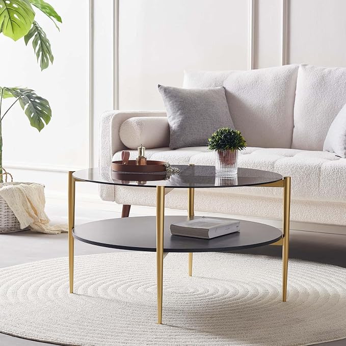 LumFurn Round Coffee Table for Living Room, Mid-Century Modern Design, D30 x H17 - Image 3