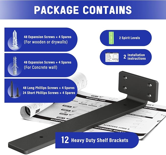 Goovilla Shelf Bracket, Heavy Duty Floating Shelf Brackets 12 inch Long - Image 7