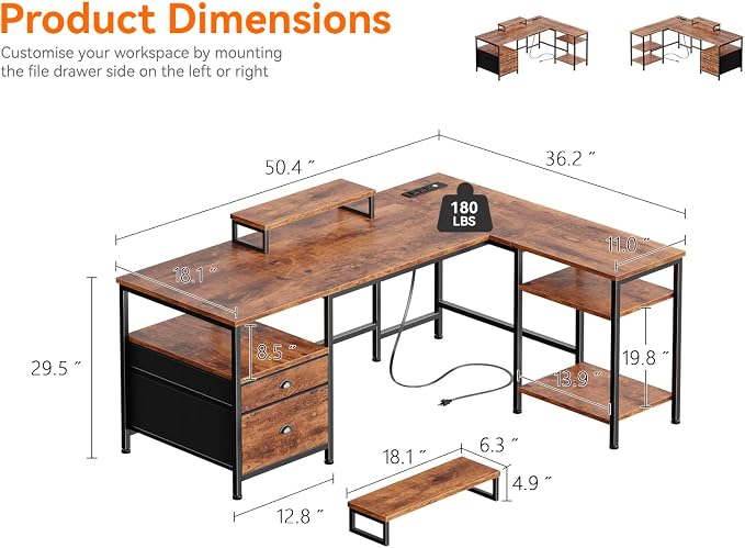Furologee L Shaped Computer Desk - Image 3