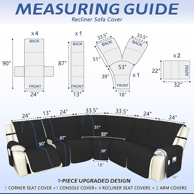 Arfntevss Recliner Sectional Couch Covers 1OO% Waterproof L Shape Sofa Cover - Image 2