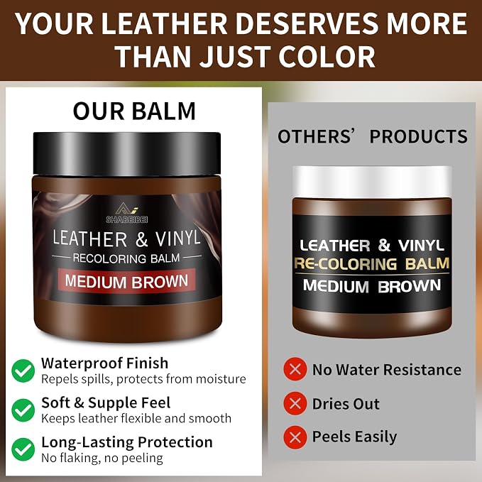 Leather Recoloring Balm with 100ml Mink Oil, Medium Brown Leather Repair Kit - Image 3