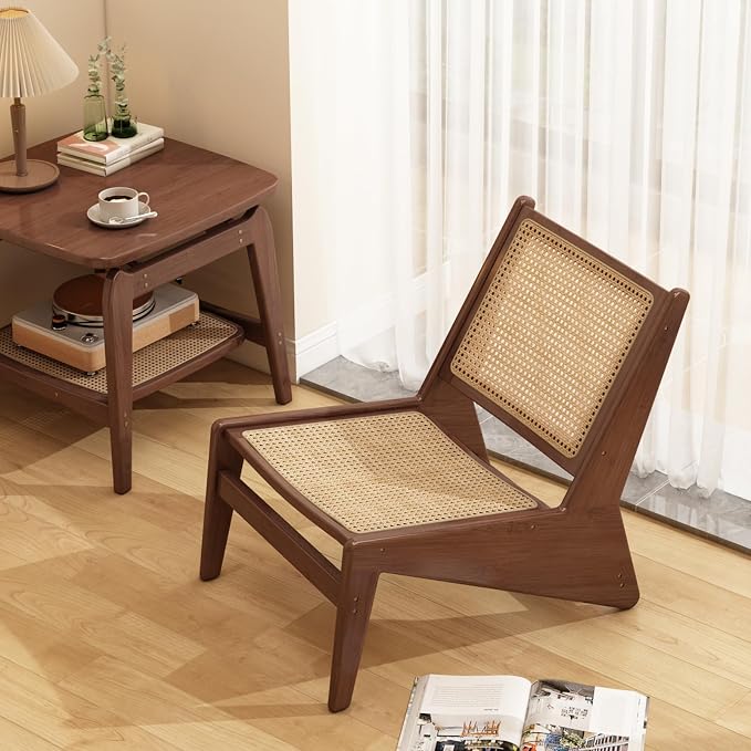 Furlide Mid-Century Accent Chair, Rattan Lounge Chair by Furlide