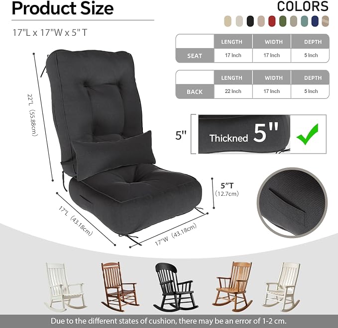 Rocking Chair Cushions with Pillow, Waterproof and Fade-Resistant Thicken - Image 2