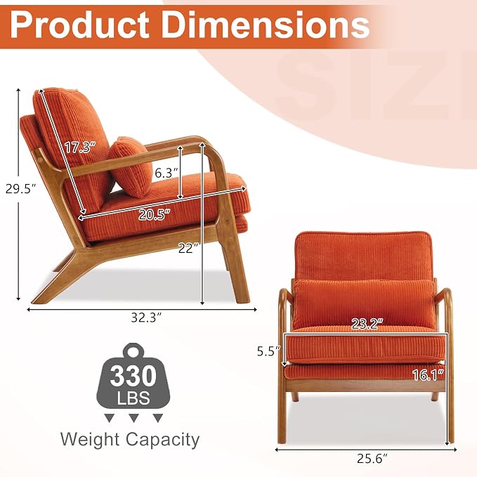 Karl home Mid-Century Modern Accent Chair, Living Room Chairs - Image 2