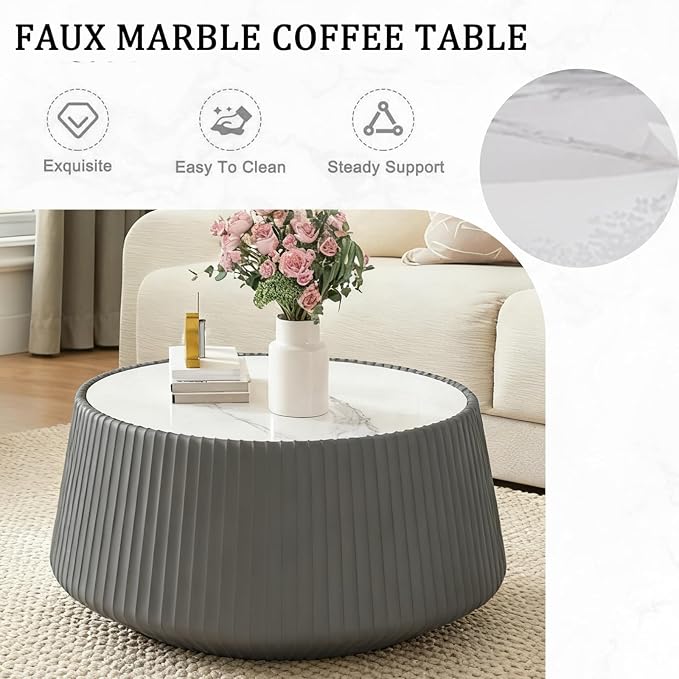 26.77" Marble Coffee Table, Modern Cup Shaped Coffee Table - Image 5