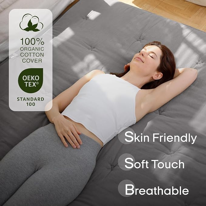 ZonLi Japanese Floor Futon Mattress Twin Size 75"x 39", 100% Cotton Cover 4'' - Image 3