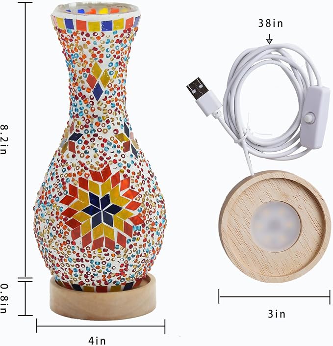 Mosaic Vase Lamp, Turkish Moroccan Table Lamp，Colorful Handmade Glass Vase - Image 6