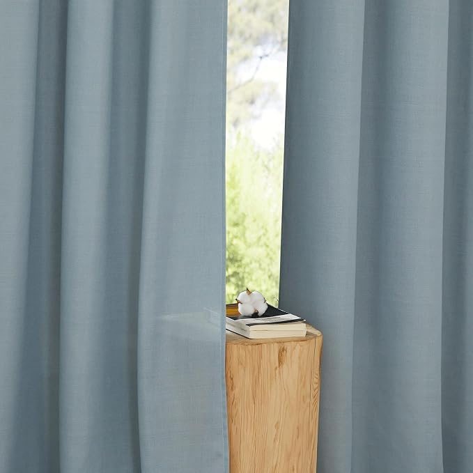 NICETOWN Stone Blue Linen Doorway Curtains 80 inches Long, Grommet Thick Linen - Image 3
